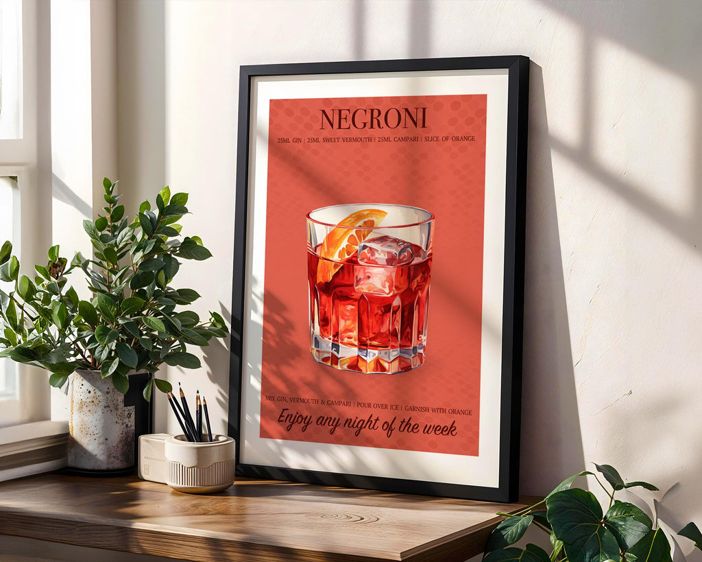 Negroni Poster, Cocktail Wall Art For Kitchen, Cocktail Recipe Print, Home Bar Decor Gifts, Cocktail Wall Art Set Of 3, A4, A5, 5x7, 4x6