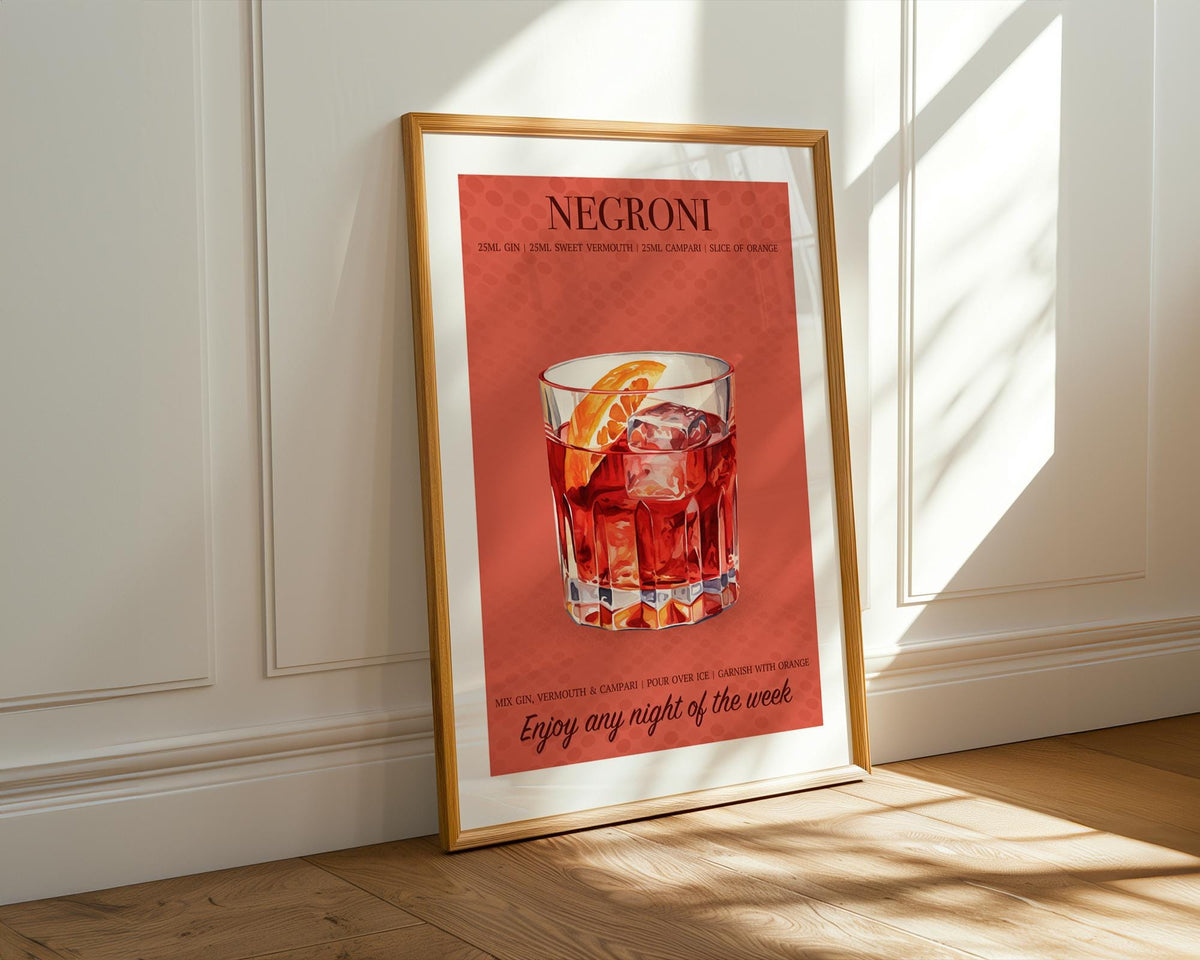 Negroni Poster, Cocktail Wall Art For Kitchen, Cocktail Recipe Print, Home Bar Decor Gifts, Cocktail Wall Art Set Of 3, A4, A5, 5x7, 4x6