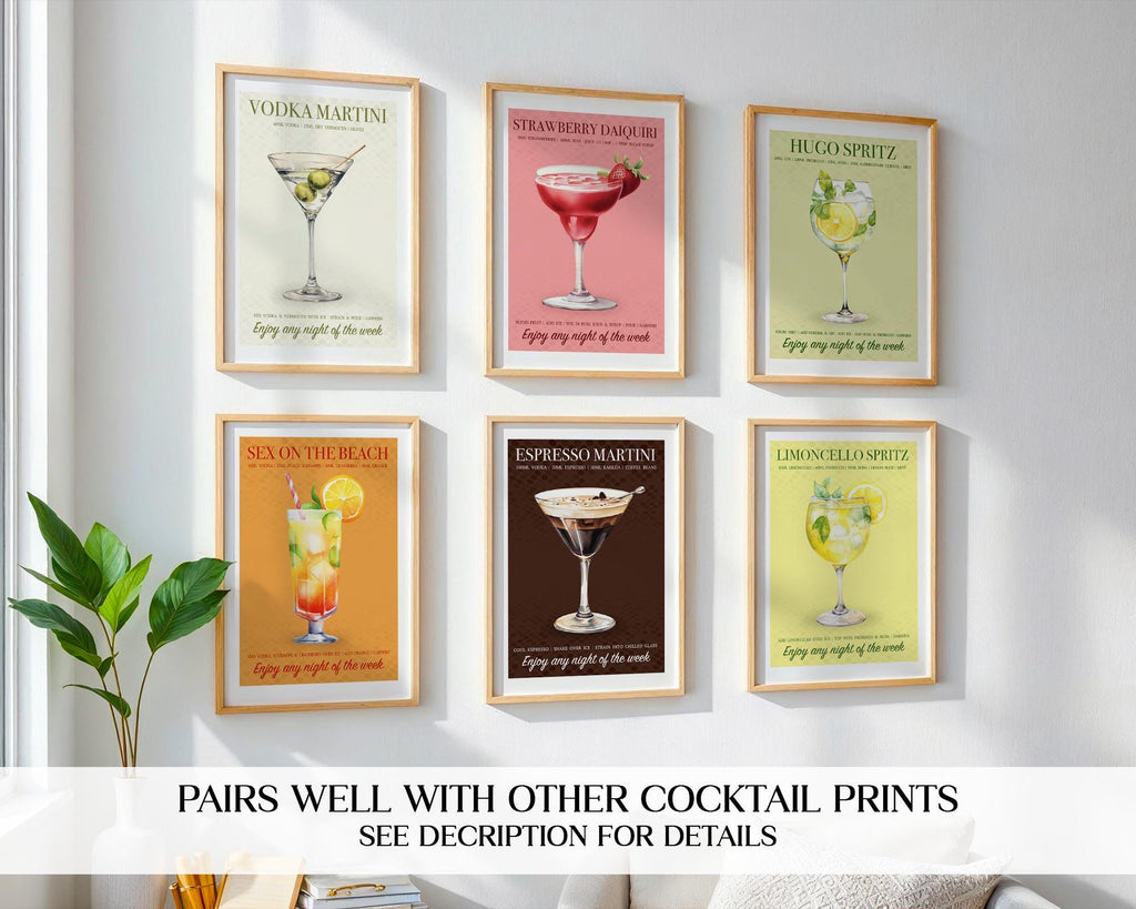 Limoncello Spritz Wall Art For Kitchen, Retro Bar Cart Wall Decor Cocktails, Bar Cart Prints, Spritz Gifts For Her, Spritz Cocktail Poster
