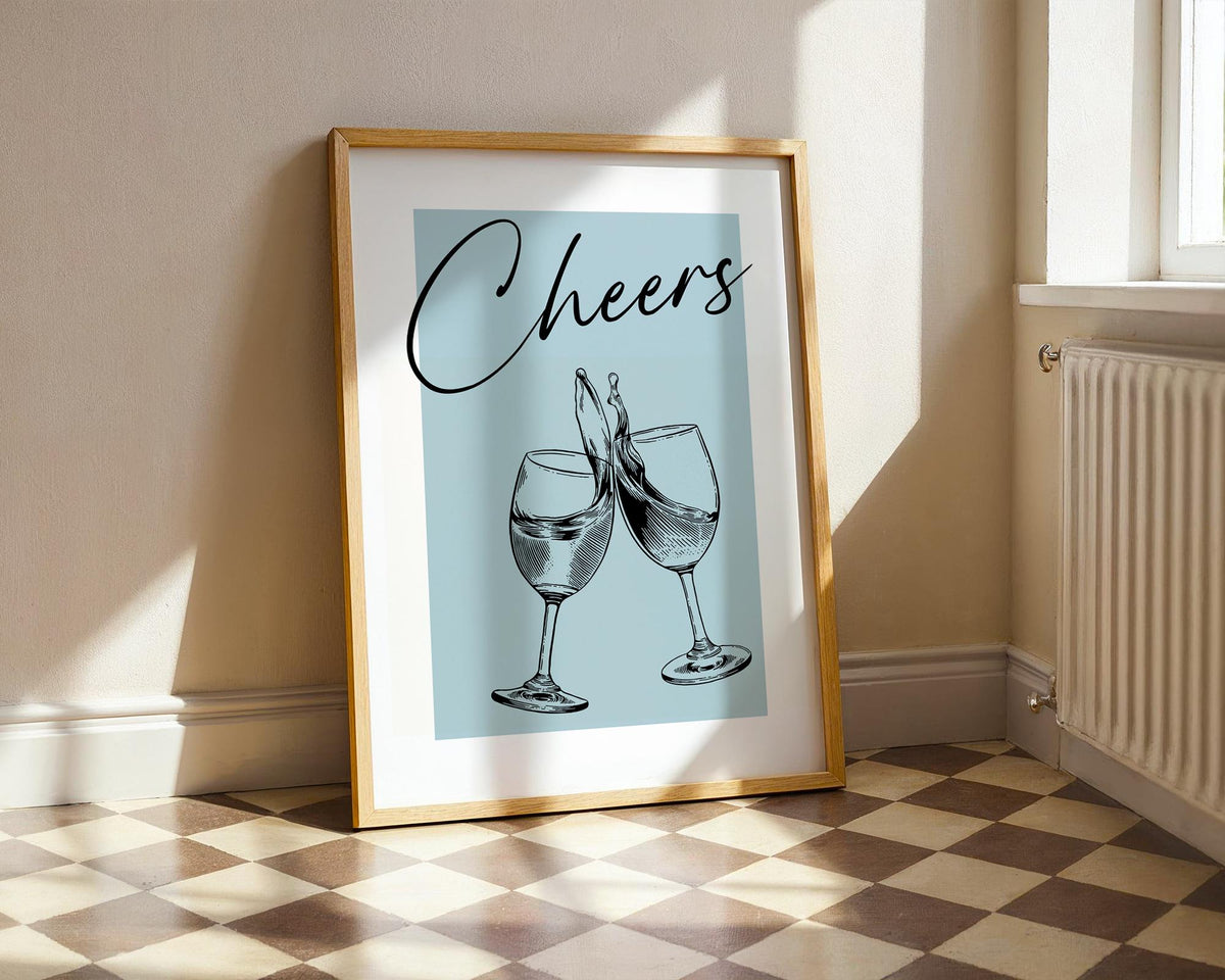 Wine Wall Art Print, Home Bar Decoration, Couples Drink Poster, Neutral Minimalist Art for Kitchen, Custom Colours Typography Print