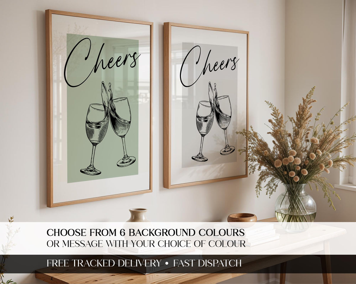 Wine Wall Art Print, Home Bar Decoration, Couples Drink Poster, Neutral Minimalist Art for Kitchen, Custom Colours Typography Print