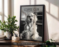 Golden Retriever Wall Art, Black & White Dog Poster, Golden Retriever Kitchen Print, Coffee Poster, Dog Home Decor Gift A4 A5