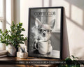 Chihuahua Print, Funny Dog Wall Art, Dogs Drinking Poster, Coffee Club Poster, Dog Lover Home Decor, Pet Dog Wall Decor A4 A5