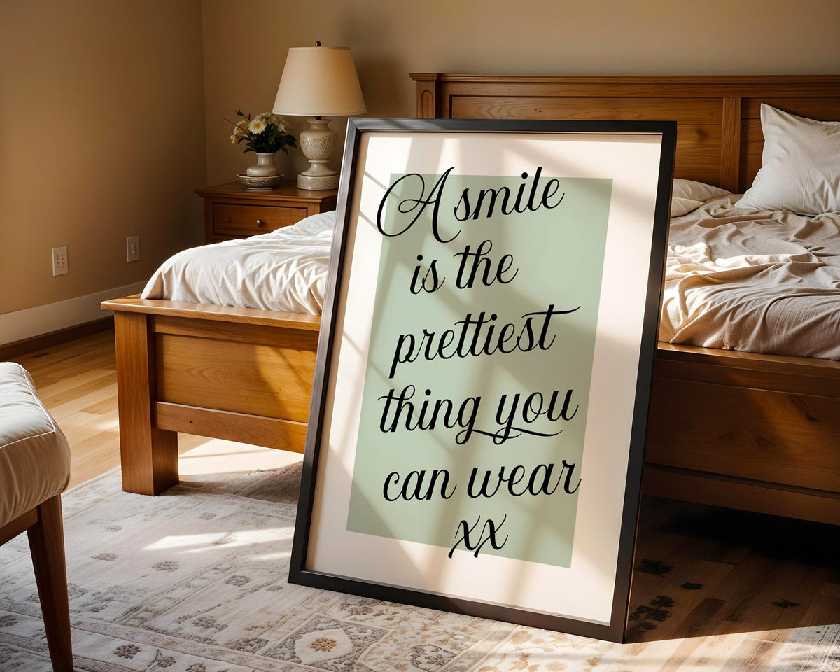 Smile Quote Print, Self Love Wall Art, Beauty Salon Poster, Neutral Minimalist Home Decor Gift