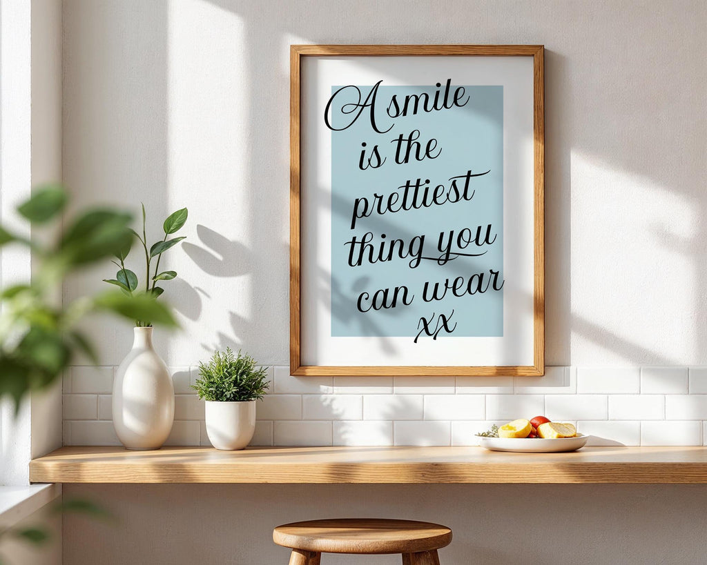 Smile Quote Print, Self Love Wall Art, Beauty Salon Poster, Neutral Minimalist Home Decor Gift