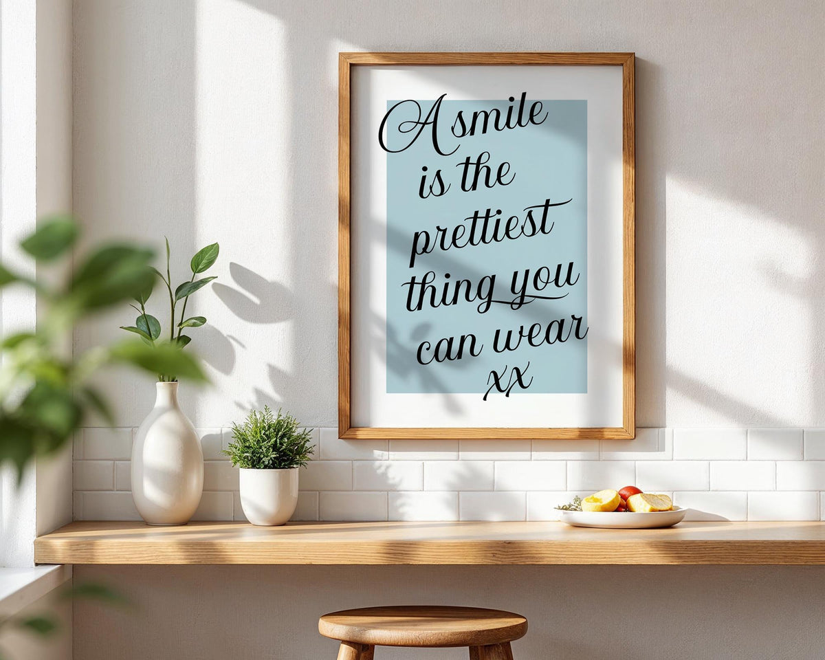 Smile Quote Print, Self Love Wall Art, Beauty Salon Poster, Neutral Minimalist Home Decor Gift