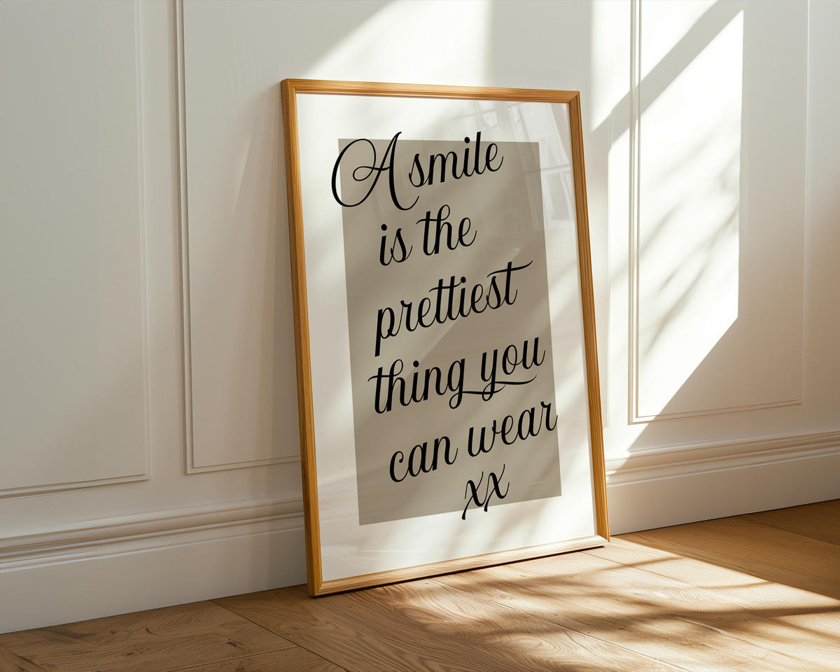 Smile Quote Print, Self Love Wall Art, Beauty Salon Poster, Neutral Minimalist Home Decor Gift