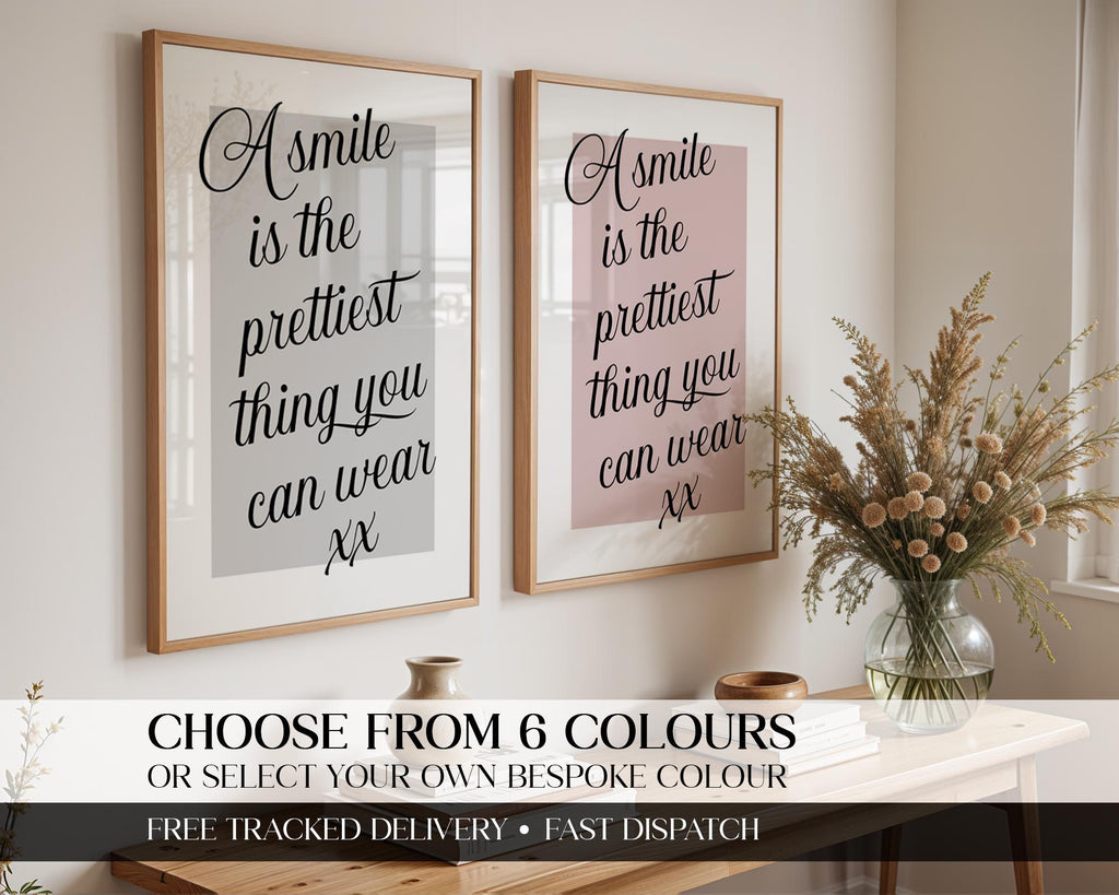Smile Quote Print, Self Love Wall Art, Beauty Salon Poster, Neutral Minimalist Home Decor Gift