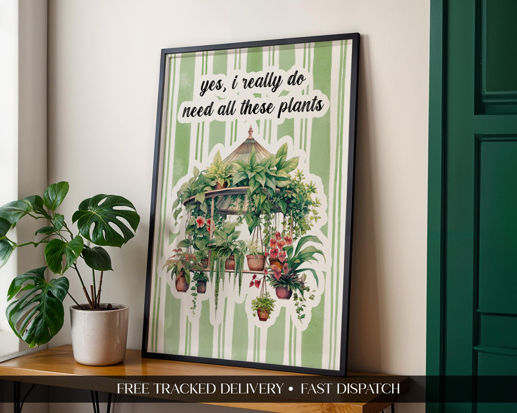 House Plant Print, Plant Lover Wall Decor, Plant Decor For Shelves, Funny Kitchen Wall Prints, House Plant Present, Gardening Gift For Her