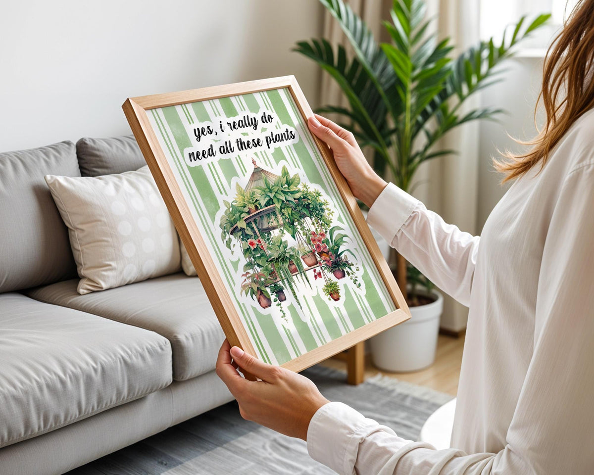 House Plant Print, Plant Lover Wall Decor, Plant Decor For Shelves, Funny Kitchen Wall Prints, House Plant Present, Gardening Gift For Her