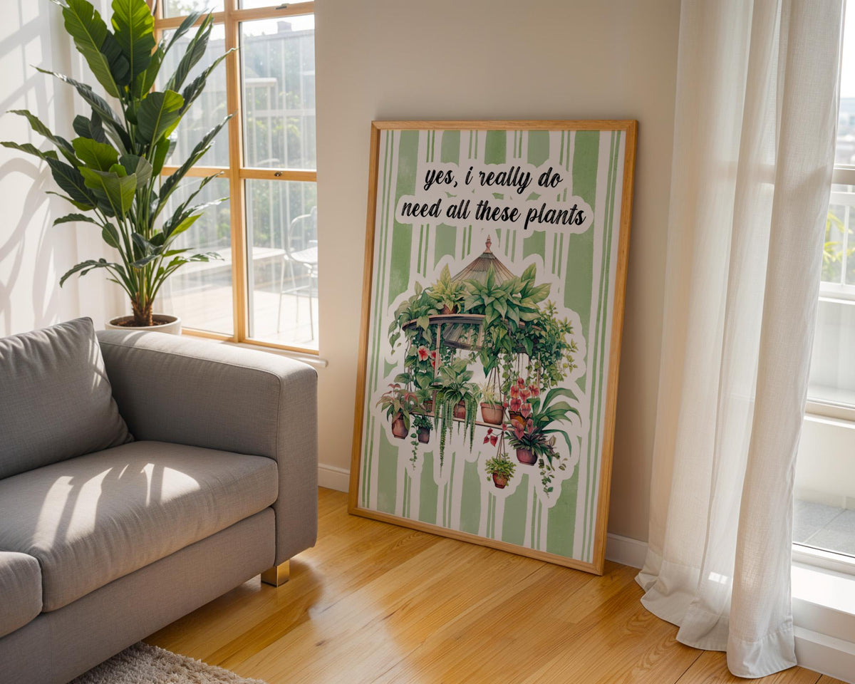 House Plant Print, Plant Lover Wall Decor, Plant Decor For Shelves, Funny Kitchen Wall Prints, House Plant Present, Gardening Gift For Her