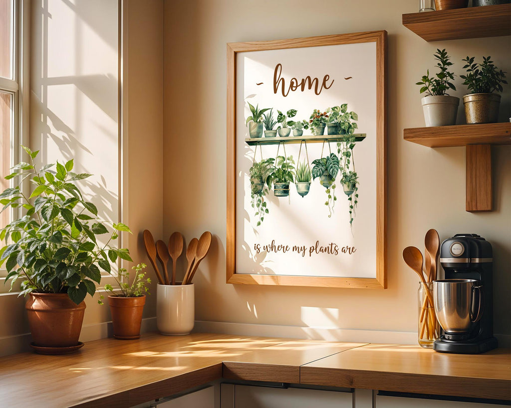 Home Is Where My Plants Are Print, Plant Kitchen Decor, Indoor Plant Poster, Plant Lovers Gifts, Present for Plant Lover