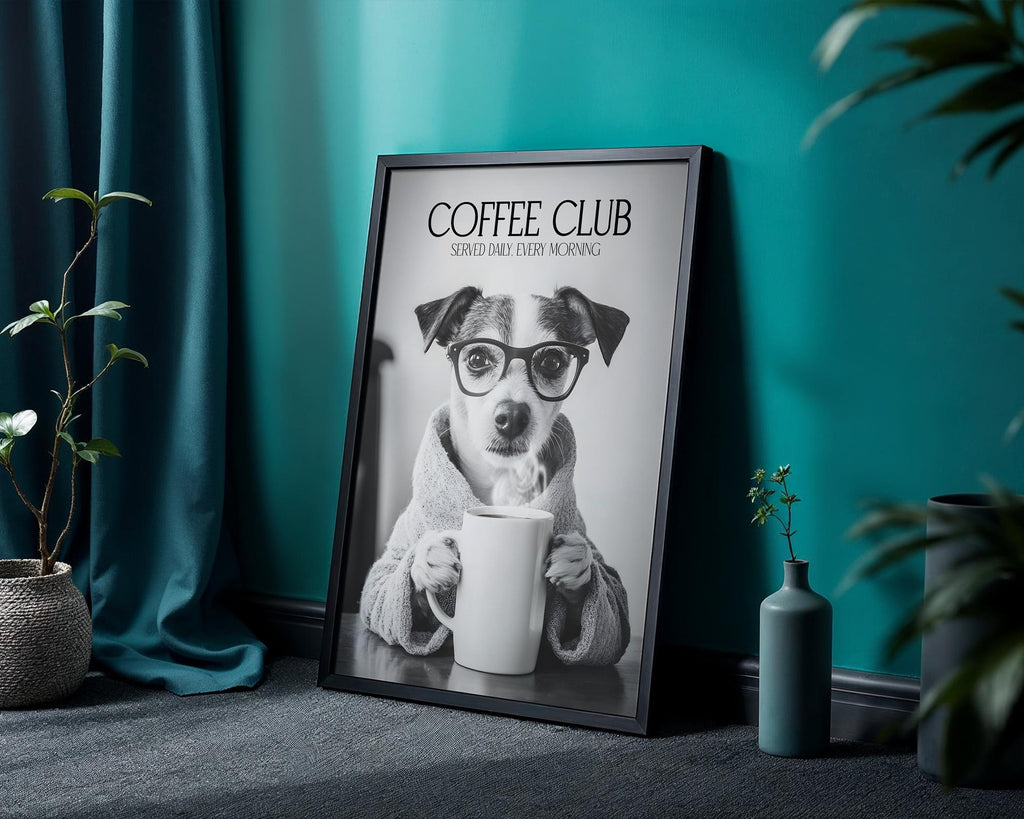 Jack Russell Print, Pet Owner Gifts, Funny Dog Wall Art, Coffee Drinking Dog, Dog Mum Gift, Jack Russell Wall Art A4 A5