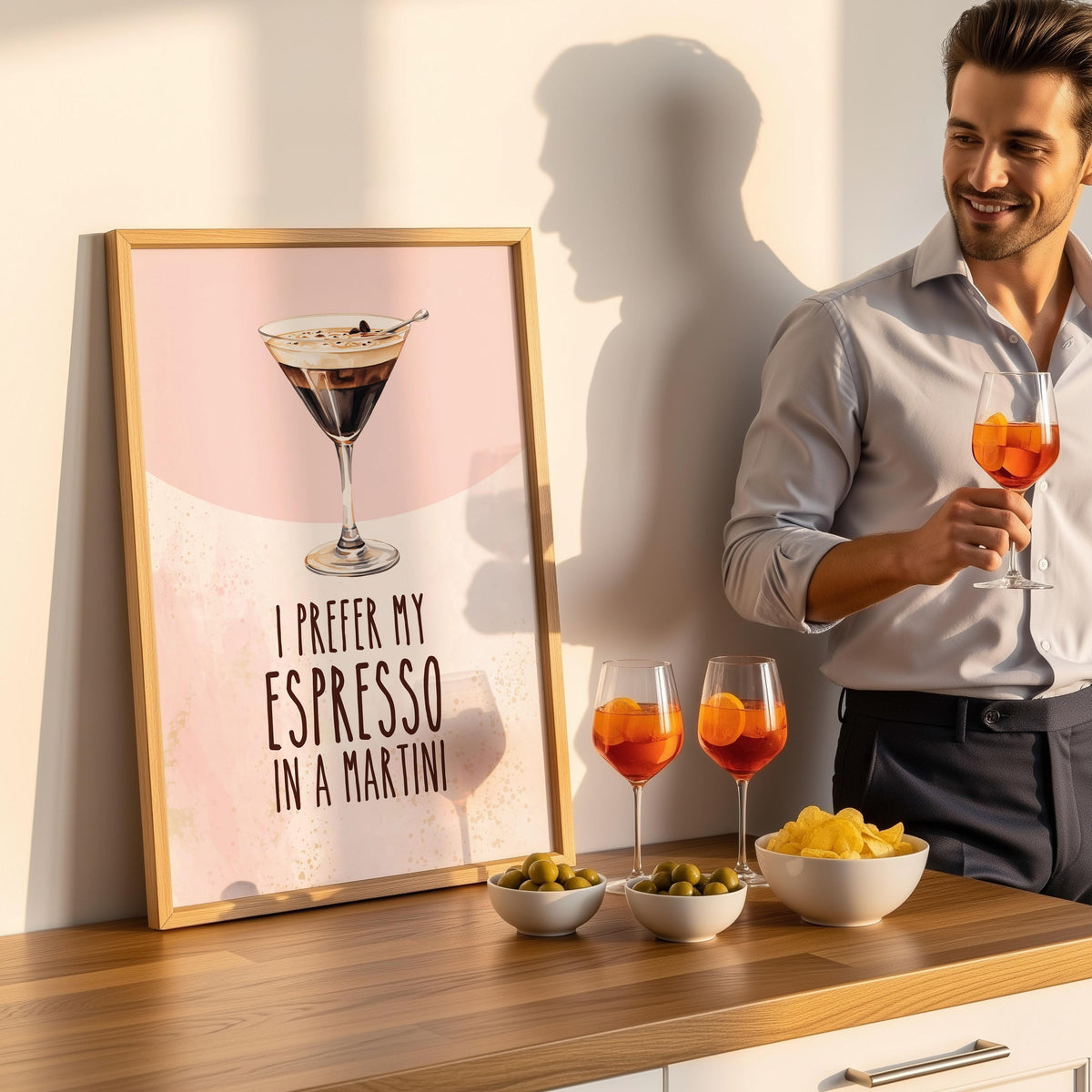 Espresso Martini Print, Funny Cocktail Prints, Pink and Gold Decor, Fun Cocktail Print, Pink Wall Art Quote, Martini Poster Printed