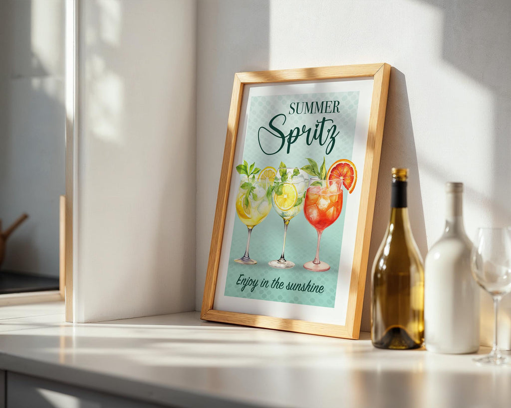 Hugo Spritz Print, Summer Cocktail Wall Art, Aperol Spritz Poster For A Garden Bar, Limoncello Spritz Print, Bright Kitchen Poster
