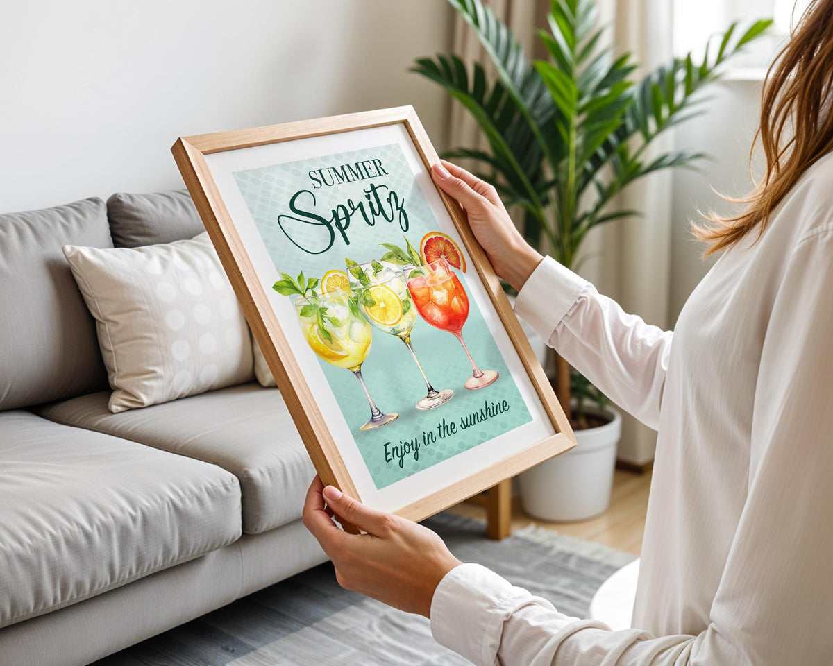 Hugo Spritz Print, Summer Cocktail Wall Art, Aperol Spritz Poster For A Garden Bar, Limoncello Spritz Print, Bright Kitchen Poster