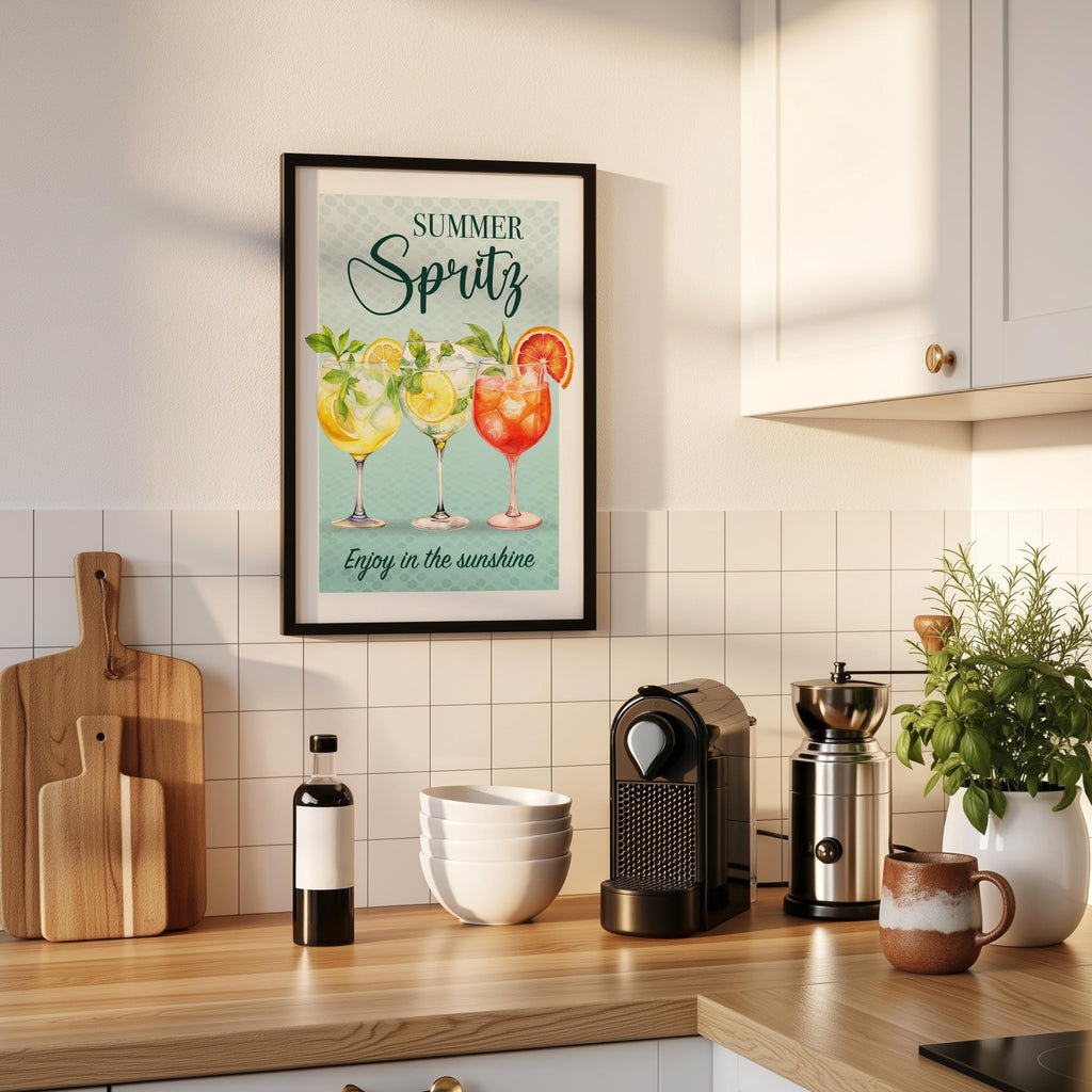 Hugo Spritz Print, Summer Cocktail Wall Art, Aperol Spritz Poster For A Garden Bar, Limoncello Spritz Print, Bright Kitchen Poster