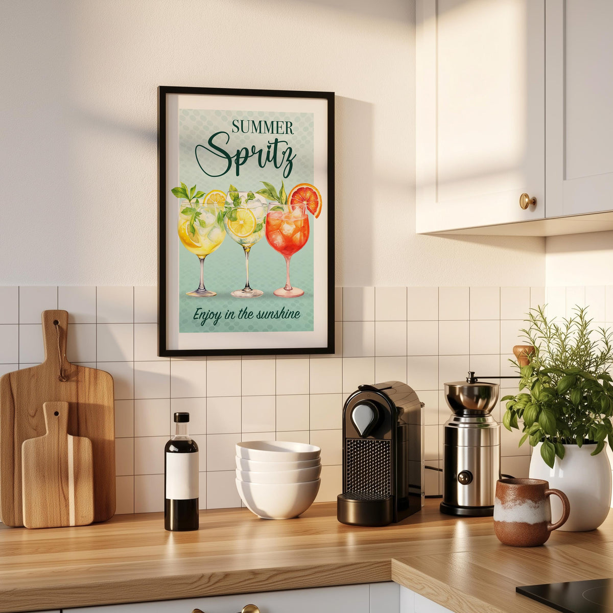 Hugo Spritz Print, Summer Cocktail Wall Art, Aperol Spritz Poster For A Garden Bar, Limoncello Spritz Print, Bright Kitchen Poster