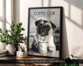 Pug Print, Black & White Animal Wall Decor, Dog Lover Gift, Kitchen Coffee Poster, Cute Pug Wall Art, Pet Portrait A4 A5