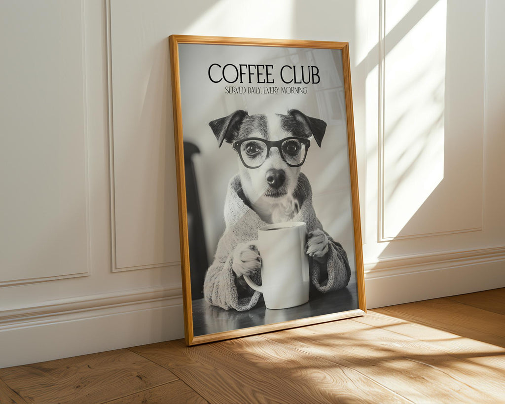 Jack Russell Print, Pet Owner Gifts, Funny Dog Wall Art, Coffee Drinking Dog, Dog Mum Gift, Jack Russell Wall Art A4 A5