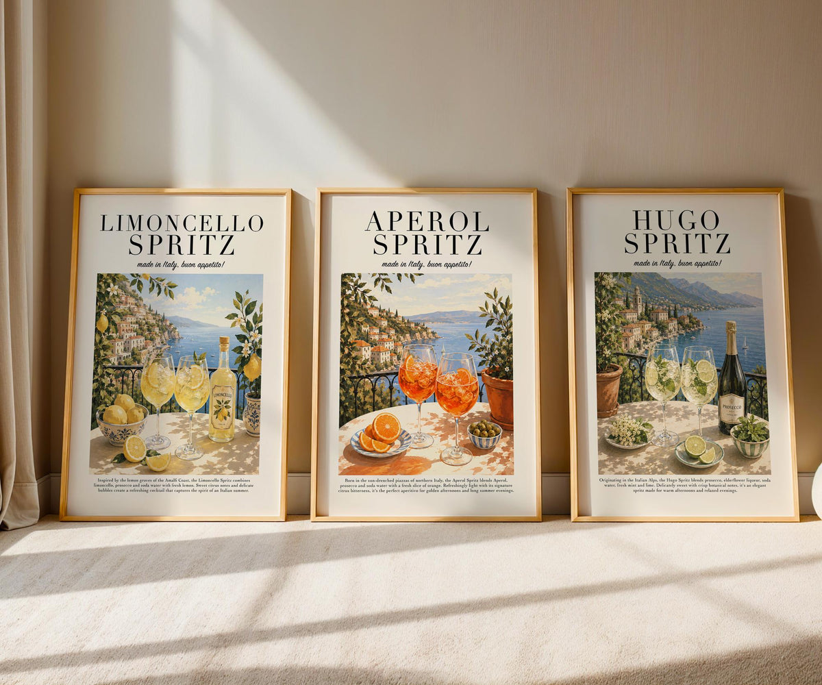 Italian Drinks Poster Set,  Aperitivo Prints, Italy Travel Prints, Coffee Wall Art, Mediterranean decor, Cocktail Prints, Italian Gift A4 A3