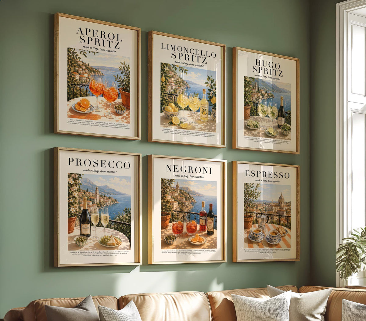 Italian Drinks Poster Set,  Aperitivo Prints, Italy Travel Prints, Coffee Wall Art, Mediterranean decor, Cocktail Prints, Italian Gift A4 A3