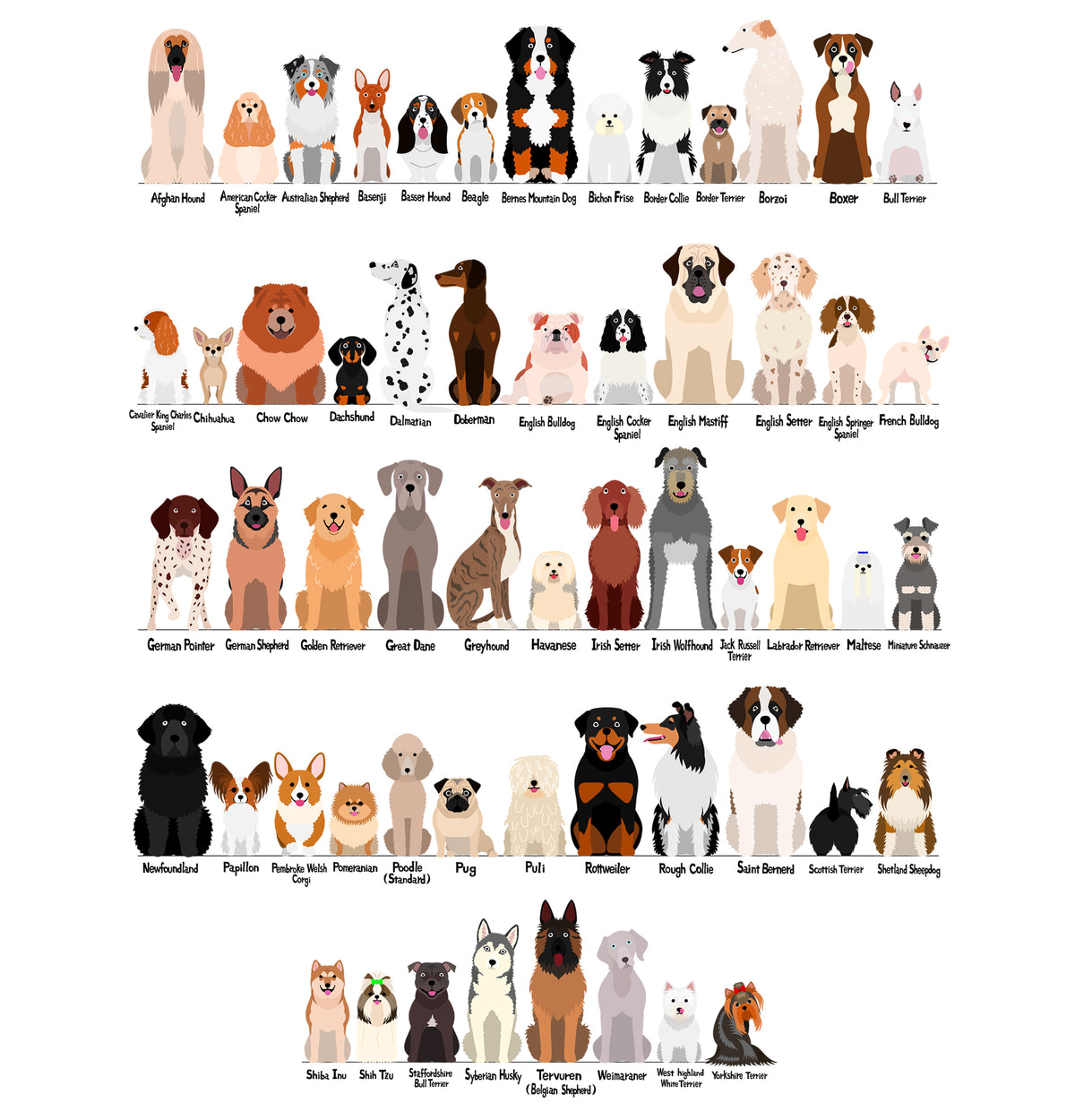 Dog Breeds Animal Print (A3, A4, A5, 5x7, 4x6)